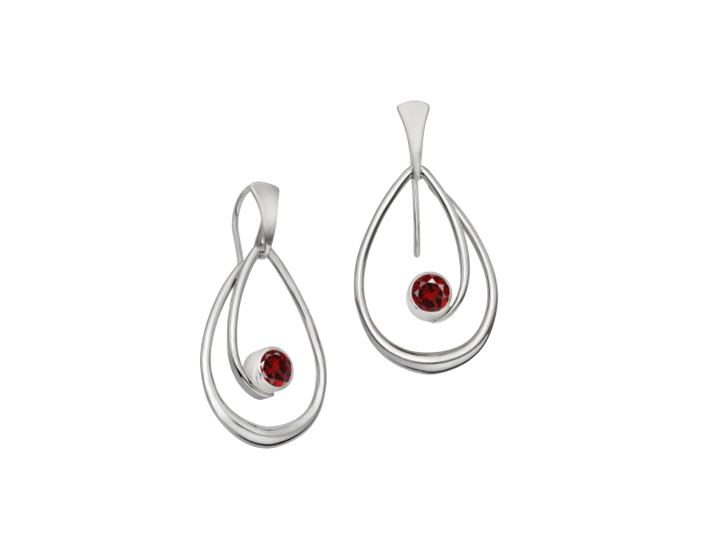 "Felicity" Sterling Silver and Faceted Garnet Earrings