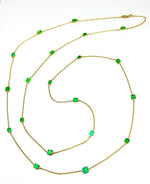 14k Yellow Gold Emerald Station Necklace, 40"