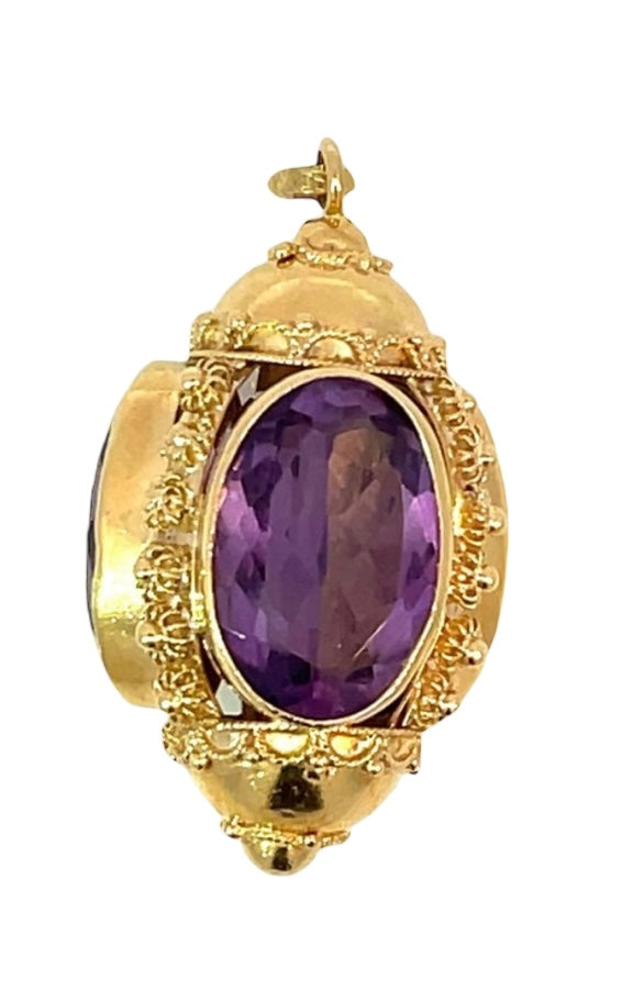 18K Gold and Amethyst Fob Pendant