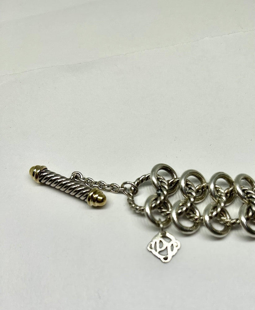 David Yurman Chain Mail Link Bracelet in Sterling Silver w 18K