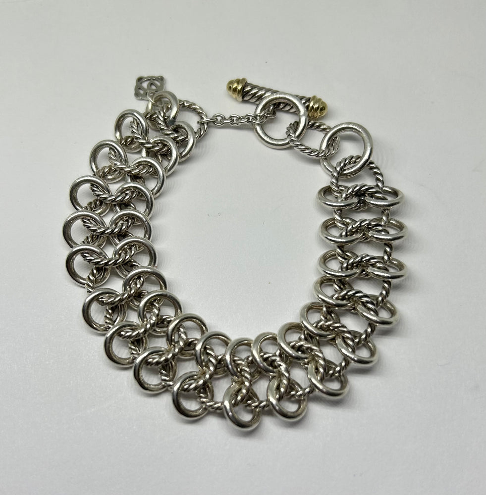 David Yurman Chain Mail Link Bracelet in Sterling Silver w 18K