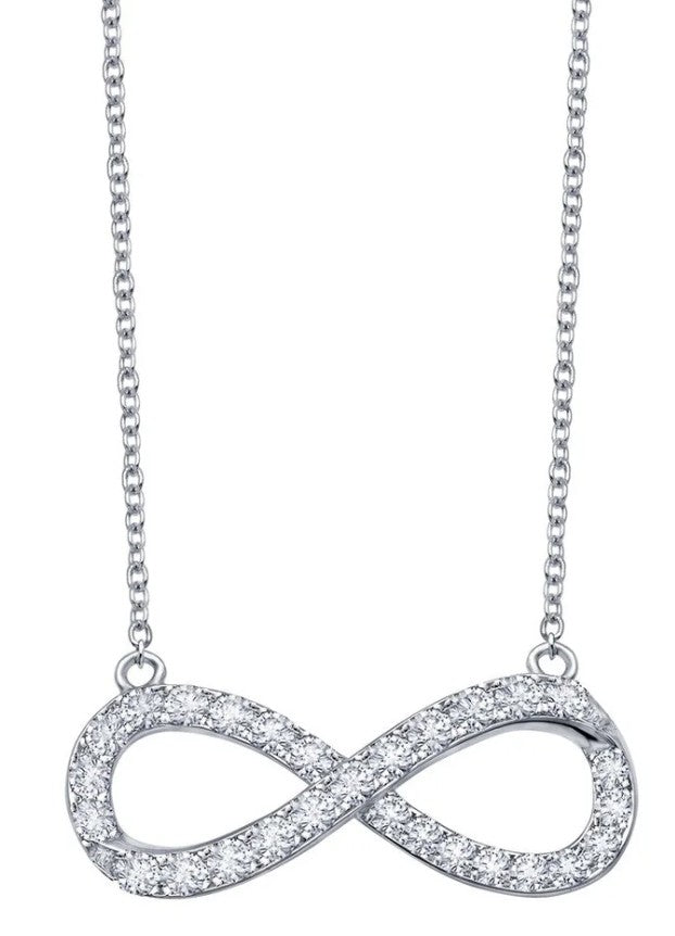 Infinity Necklace, CZ and Sterling Silver