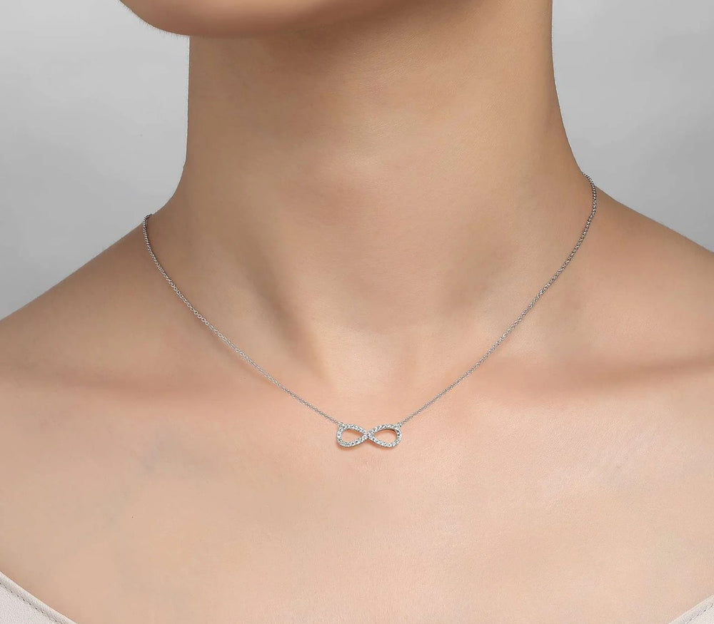 Infinity Necklace, CZ and Sterling Silver