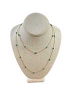 14k Yellow Gold Emerald Station Necklace, 40"