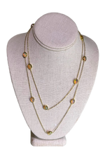 14k Yellow Gold and Ethiopian Opal Station Necklace, 42"