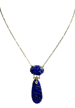 Art Deco 14K Gold and Carved Lapis Necklace