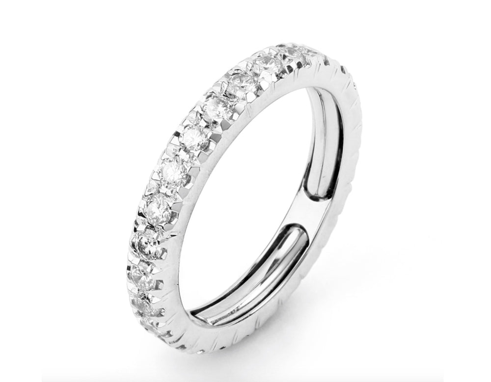 14K White Gold Self-adjusting Diamond Band .50tw