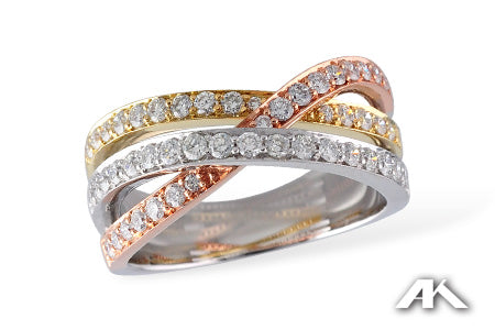 .74 ctw Diamond Tri-colored Band