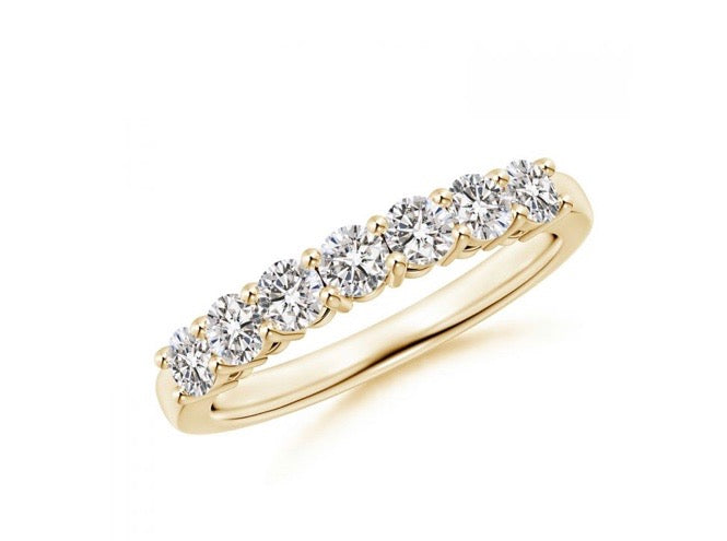 14K Yellow Gold 7 Diamond Band .28tw