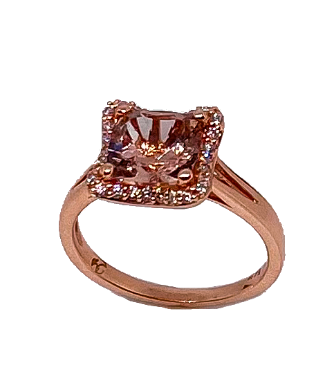 14K Rose Gold Morganite & Diamond Ring