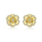 Vermeil and Simulated Diamond Flower Post Earrings