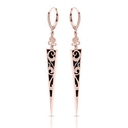 14K Rose Gold, Onyx and Diamond Earrings