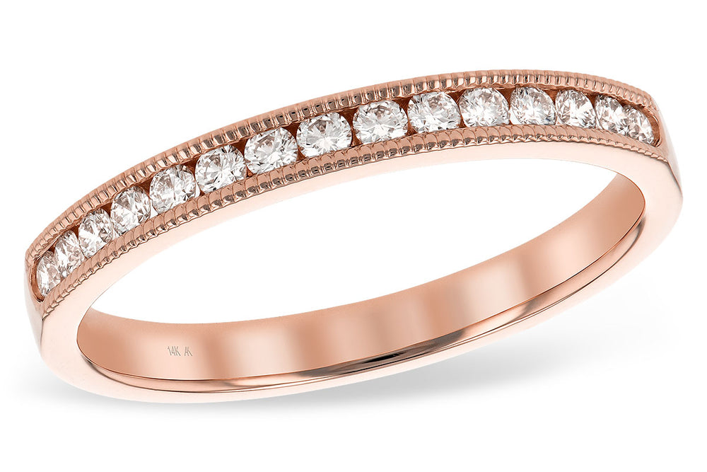 14K Rose Gold & Diamond Millgrain Band .25tw