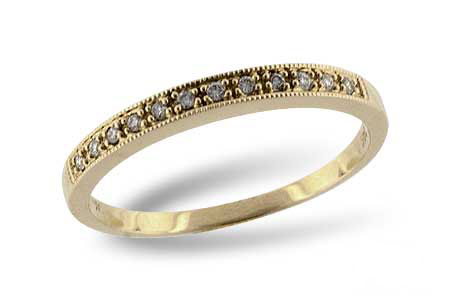 14K Yellow Gold & Diamond Millgrain Band .06tw